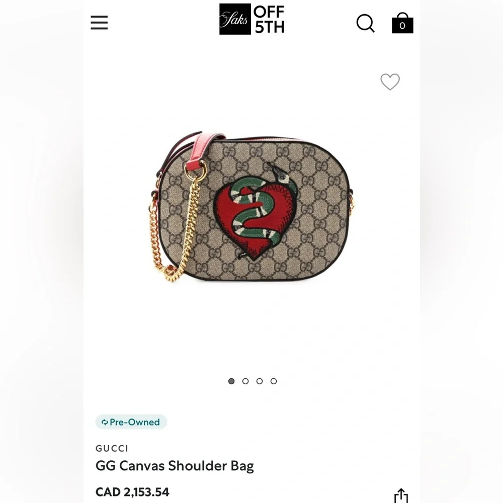 🐍Gucci🐍 Limited Edition GG Supreme Snake♥️Heart Bag - Picture 12 of 12